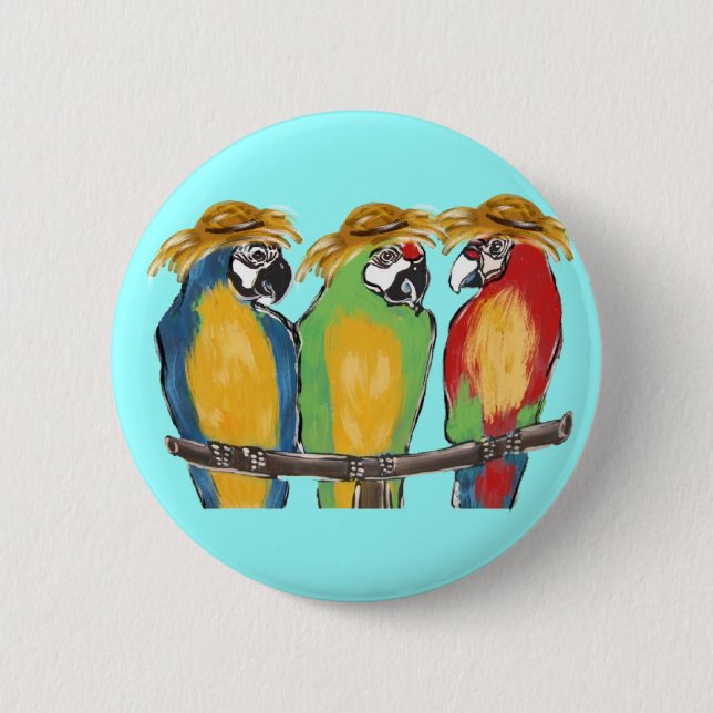 Badge Rond 5 Cm 3 perroquets (Devant)