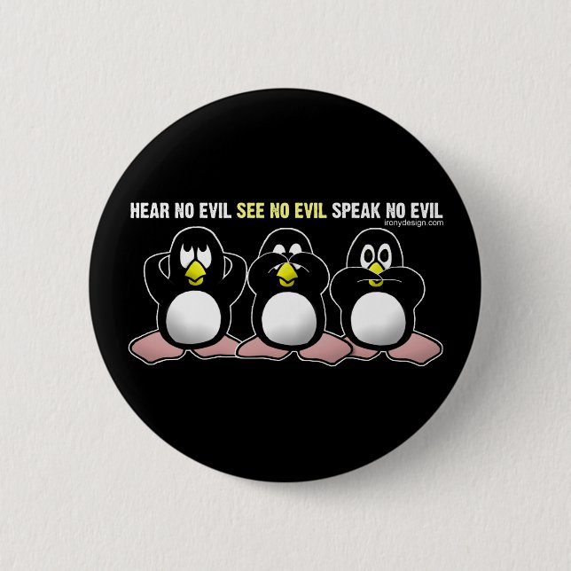 Badge Rond 5 Cm 3 pingouins sages (Devant)