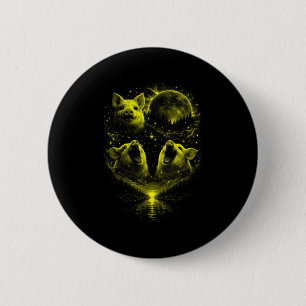 Badge Rond 5 Cm 3 porc hurlant mystique éclipse de lune lunaire an
