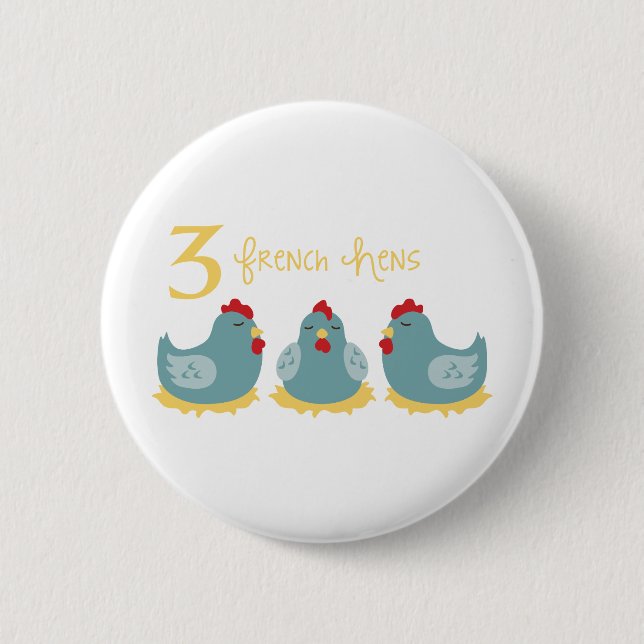 Badge Rond 5 Cm 3 poules françaises (Devant)