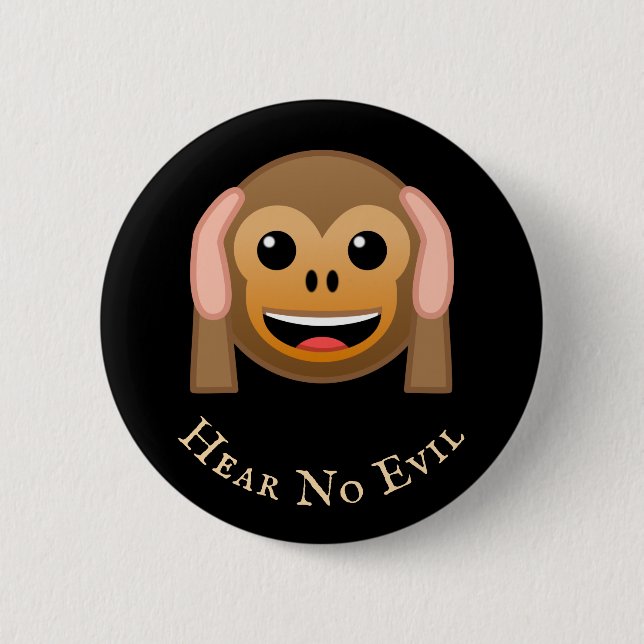 Badge Rond 5 Cm 3 Singes Sages (2 de 3) : Kikazaru "n'entend pas l (Devant)