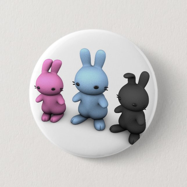 Badge Rond 5 Cm 3 wabbits mignons (Devant)