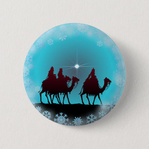 Badge Rond 5 Cm 3 WISEMEN, FLOCONS DE NEIGE et ÉTOILES par SHARON