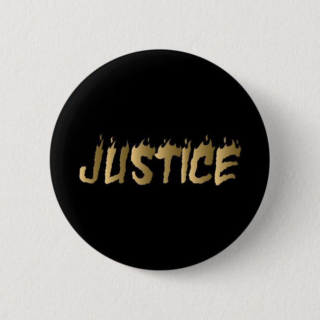 Badge Rond 5 Cm 3D Justice Gold Burning Lettering Noir (Devant)