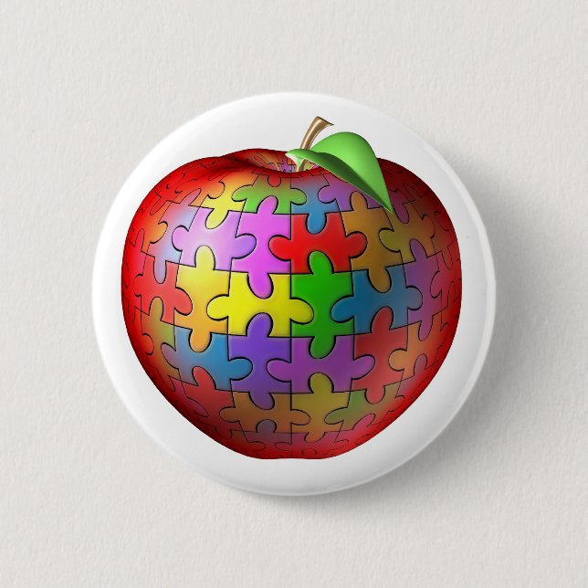Badge Rond 5 Cm 3D puzzle Apple (Devant)
