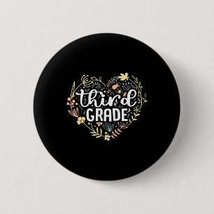 Badge Rond 5 Cm 3e 3e année Coeur floral Retour à l'école