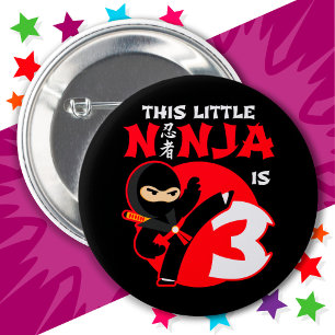 Badge Rond 5 Cm 3e anniversaire 3 ans fête des enfants Little Ninj