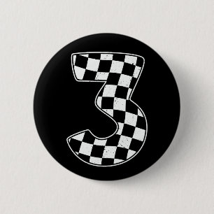 Badge Rond 5 Cm 3e anniversaire À damiers numéro 3 de course autom