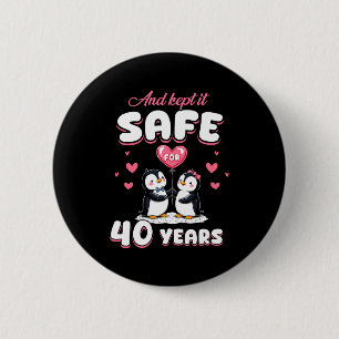 Badge Rond 5 Cm 40 Ans de Mariage Anniversaire Manchots Couples Co