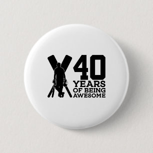 Badge Rond 5 Cm 40 Ans d'être un Super Cricket 40e Anniversaire