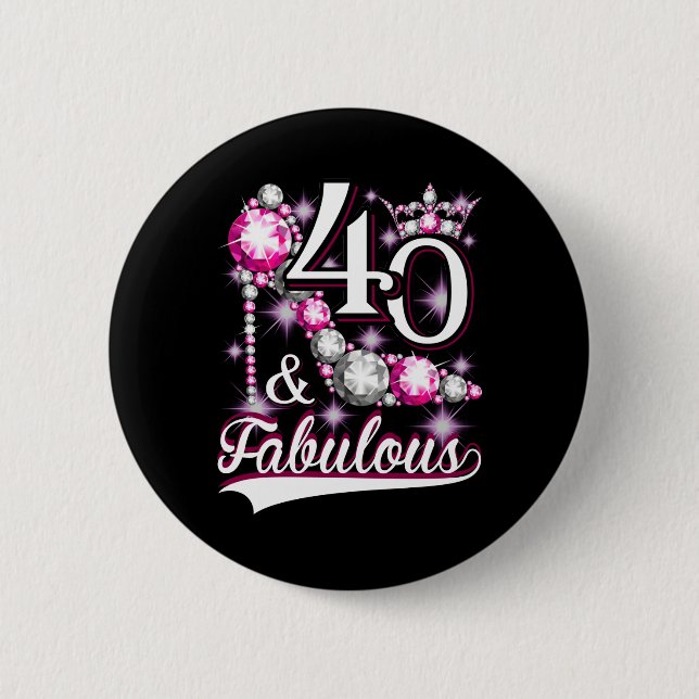 Badge Rond 5 Cm 40 et fabuleux 40 ans 40e anniversaire Diamond (Devant)