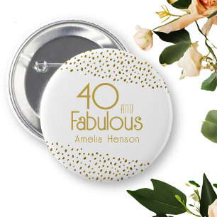 Badge Rond 5 Cm 40 et Fabulous Gold Parties scintillant 40e annive