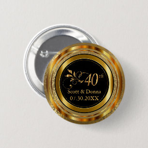 Badge Rond 5 Cm 40e anniversaire en or