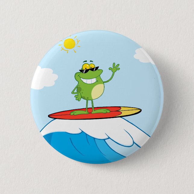Badge Rond 5 Cm 4419-Happy-Frog-while-Surfing HAPPY SURFER FROG CA (Devant)