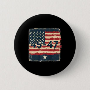 Badge Rond 5 Cm 45 47 Trump Drapeau Vintage des États-Unis