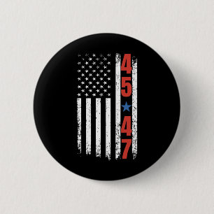 Badge Rond 5 Cm 45 47 Trump Président Drapeau Américain Vintage Tr