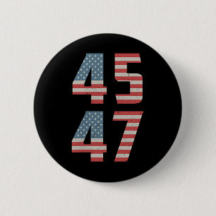 Badge Rond 5 Cm 45 47 Trump Vintage Retro Usa Drapeau 2025 Préside