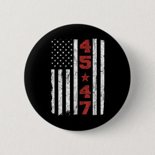 Badge Rond 5 Cm 45 47 Trump Vintage Usa Drapeau 2025 Président Ell