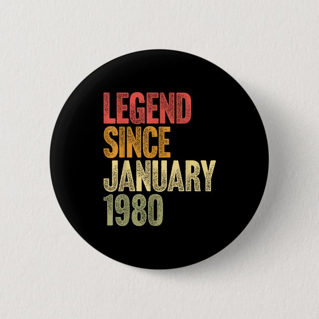 Badge Rond 5 Cm 46 Year Old Legend Since January 1980 Retro 46th B (Devant)