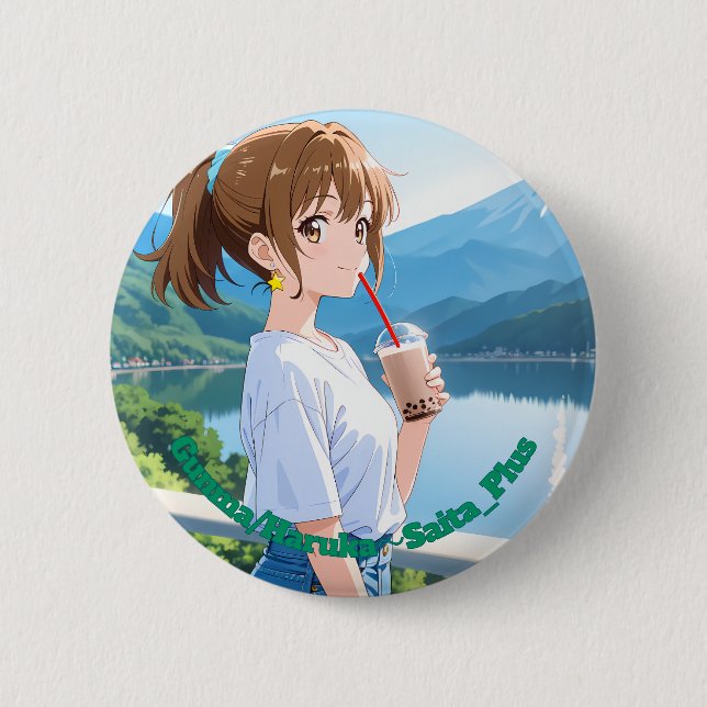Badge Rond 5 Cm 47_Plus 群馬 春風 - Gunma Haruka (Devant)