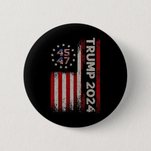 Badge Rond 5 Cm 47 Trump 2024 Drapeau américain (sur le dos) 1