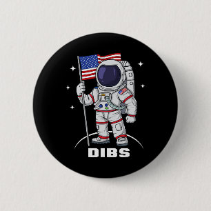 Badge Rond 5 Cm 4 juillet astronaute USA American Flag Fun Patrio
