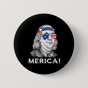 Badge Rond 5 Cm 4 juillet Ben Franklin Merica USA Garçons Filles E