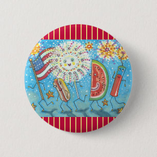 Badge Rond 5 Cm 4 juillet BOUTON GANG & FIREWORDS