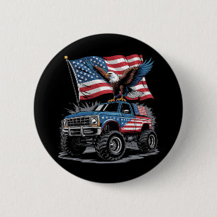 Badge Rond 5 Cm 4 juillet camion monstre aigle patriotique américa