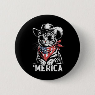 Badge Rond 5 Cm 4 juillet Cat Cowboy Merica Kitten Patriot Boys