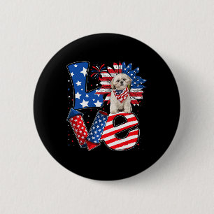 Badge Rond 5 Cm 4 juillet Décor Patriotique Amour Shih Tzu Chien U
