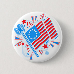 Badge Rond 5 Cm 4 juillet drapeau