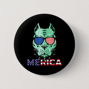 Badge Rond 5 Cm 4 juillet drôle de Pitbull Jour de l'Indépendance
