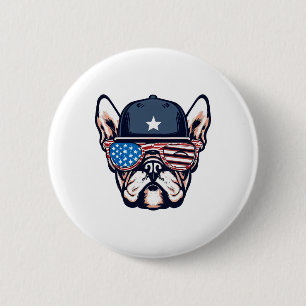Badge Rond 5 Cm 4 juillet du week-end de French Bulldog