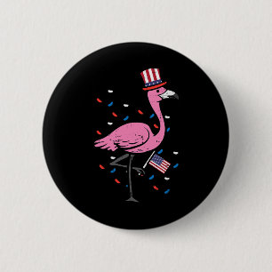 Badge Rond 5 Cm 4 juillet Flamant rose Us Drapeau Oiseau Patriotiq