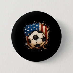 Badge Rond 5 Cm 4 juillet Football Patriotique Usa Drapeau América