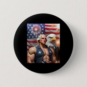 Badge Rond 5 Cm 4 juillet Funny Patriotique George Washington