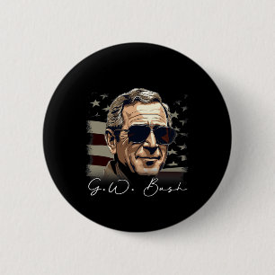 Badge Rond 5 Cm 4 juillet George W. Bush Portrait du président Pat
