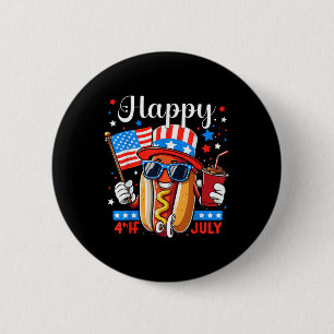 Badge Rond 5 Cm 4 juillet hot-dog Jour de l'Indépendance Patriotiq