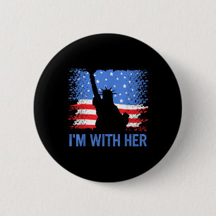 Badge Rond 5 Cm 4 juillet je suis avec elle drapeau américain des 