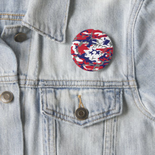 Badge Rond 5 Cm 4 juillet, Jour de l'Indépendance, Gris Camouflage