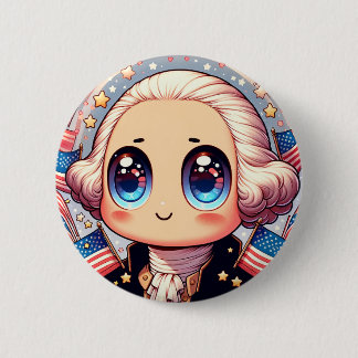 Badge Rond 5 Cm 4 juillet Kawaii George Washington Pin