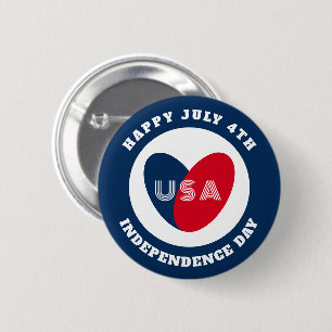 Badge Rond 5 Cm 4 juillet Love USA Patriotique rouge bleu