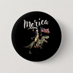 Badge Rond 5 Cm 4 juillet Merica George Washington À cheval Sur Un