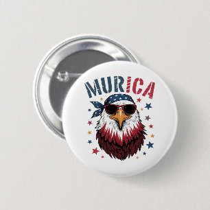 Badge Rond 5 Cm 4 juillet Patriotique Drôle Aigle USA