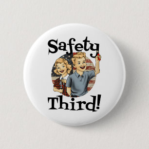 Badge Rond 5 Cm 4 juillet Patriotique Fireworks Safety Third Vinta