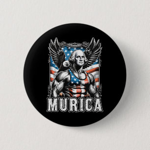Badge Rond 5 Cm 4 juillet Patriotique Funny George Washington juil
