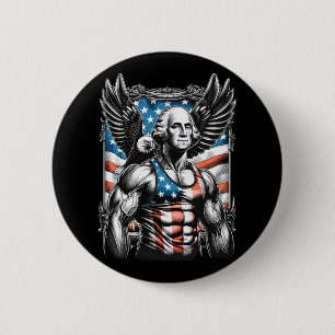 Badge Rond 5 Cm 4 juillet Patriotique Funny George Washington juil