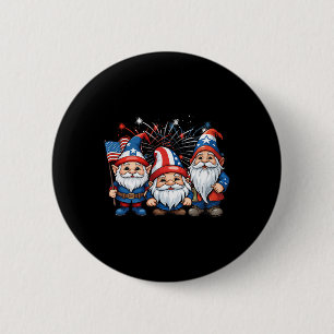 Badge Rond 5 Cm 4 juillet Patriotique Gnomes Drapeau Américain Usa