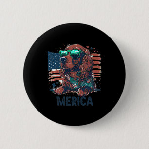 Badge Rond 5 Cm 4 juillet Patriotique Irlandais Setter Chien Meric